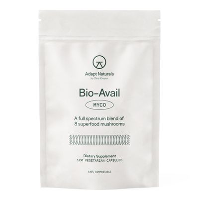 Adapt Naturals Bio-Avail Myco - 8-in-1 Bioavailable Mushroom Supplement Mushroom Complex - Chaga, Cordyceps, Reishi, Lions Mane - Blood Pressure, Memory, Immune - 120 Capsules