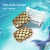 Muf Fish Scale Contact Lens Case,Portable Contact Lens Travel Kit with Mirror,Container,Tweezer,Contact Lens Solution Bottle,Compact Soak Storage Kit for Travel Outdoors Daily Use,Golden Sparkles view 2