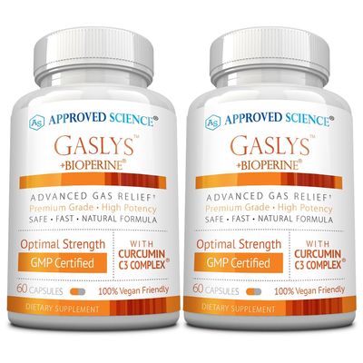 Approved Science Gaslys - Soothe Digestive Tract, Alleviates Gas and Stomach Cramps - Artichoke Powder, Ginger, Fennel Seed - 60 Count - Pack of 2