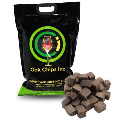 Oak Chips Inc. American Oak Cubes for Brewing - Medium Plus Toast - 5 lbs - Perfect for Aging Wines, Spirits, Beer, and More!