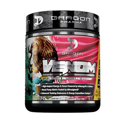DRAGON PHARMA Venom Extreme Potency Pre-Workout, Laser Sharp Focus + Energy, Intense Performance, Proven Ingredients for Enhanced Vasodilation & Endurance (40 Servings, Tamarindo Aqua Fresca)