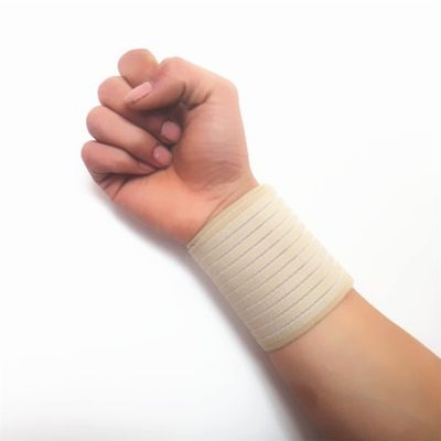 1pc Adjustable Soft Wristbands Elastic Wrist Support Bracers Gym Sports Wristband Carpal Protector Breathable Injury Wrap Band Strap Safety Supporter,Beige