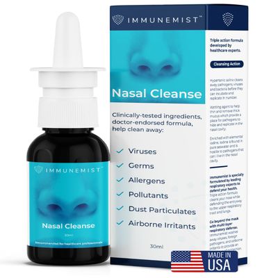 ImmuneMist Nasal Cleanse - Doctor Recommended Anti Viral Nasal Iodine Spray Rinse Bottle Up to 250 Doses - Nasal Spray for Wellness - Made in The USA