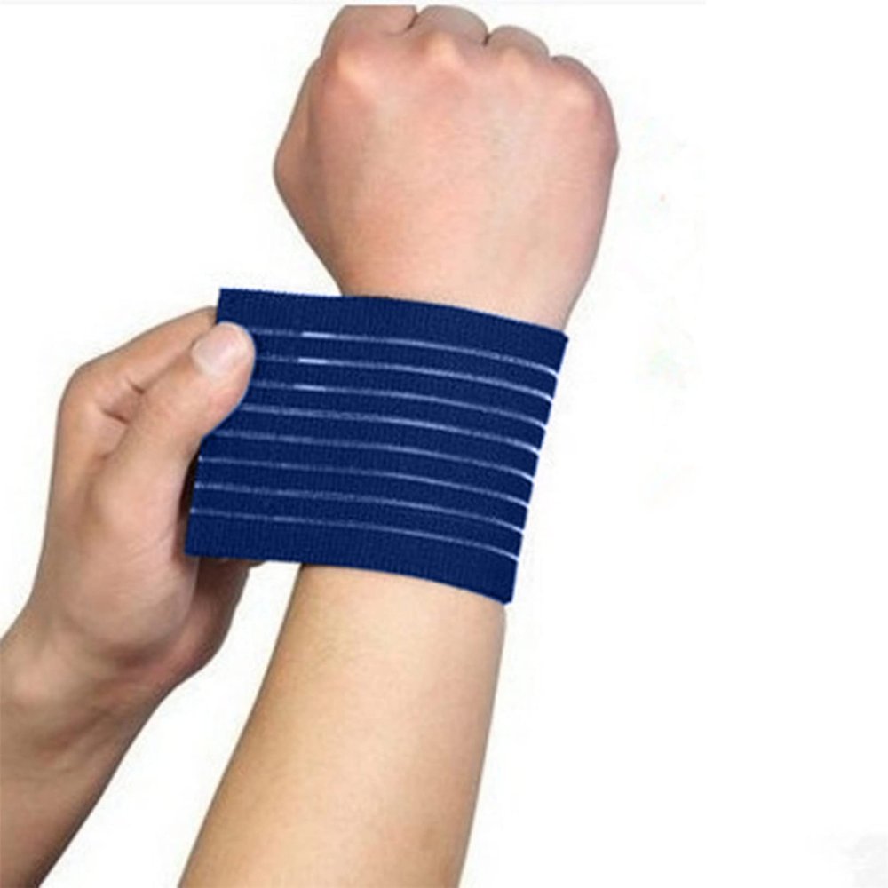 1pc Adjustable Soft Wristbands Elastic Wrist Support Bracers Gym Sports Wristband Carpal Protector Breathable Injury Wrap Band Strap Safety Supporter,Blue