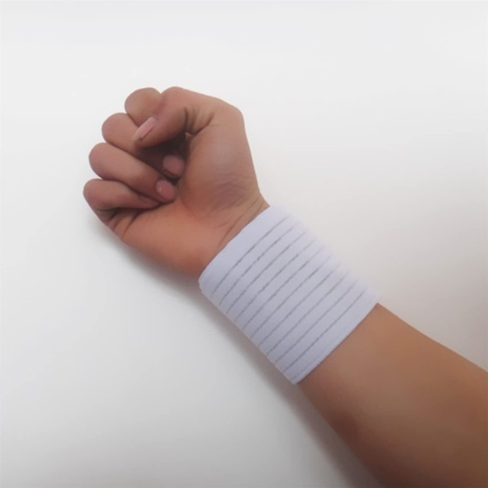 1pc Adjustable Soft Wristbands Elastic Wrist Support Bracers Gym Sports Wristband Carpal Protector Breathable Injury Wrap Band Strap Safety Supporter,White