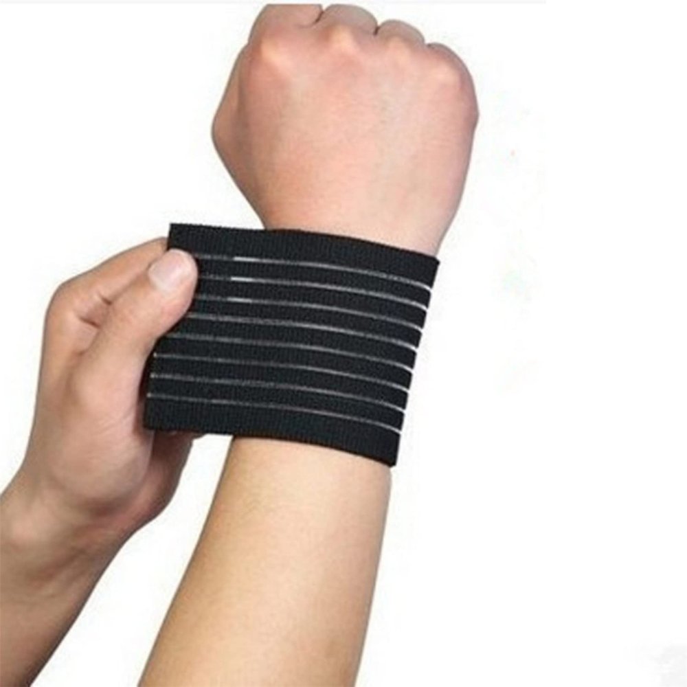 1pc Adjustable Soft Wristbands Elastic Wrist Support Bracers Gym Sports Wristband Carpal Protector Breathable Injury Wrap Band Strap Safety Supporter,Black