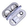 Muf 2 in 1 Double Sided Portable Contact Lens Case and Eyeglasses Case,Dual Use Design with Built-in Mirror,Tweezer and Contact Lens Solution Bottle Included for Travel Kit,Grey view 1