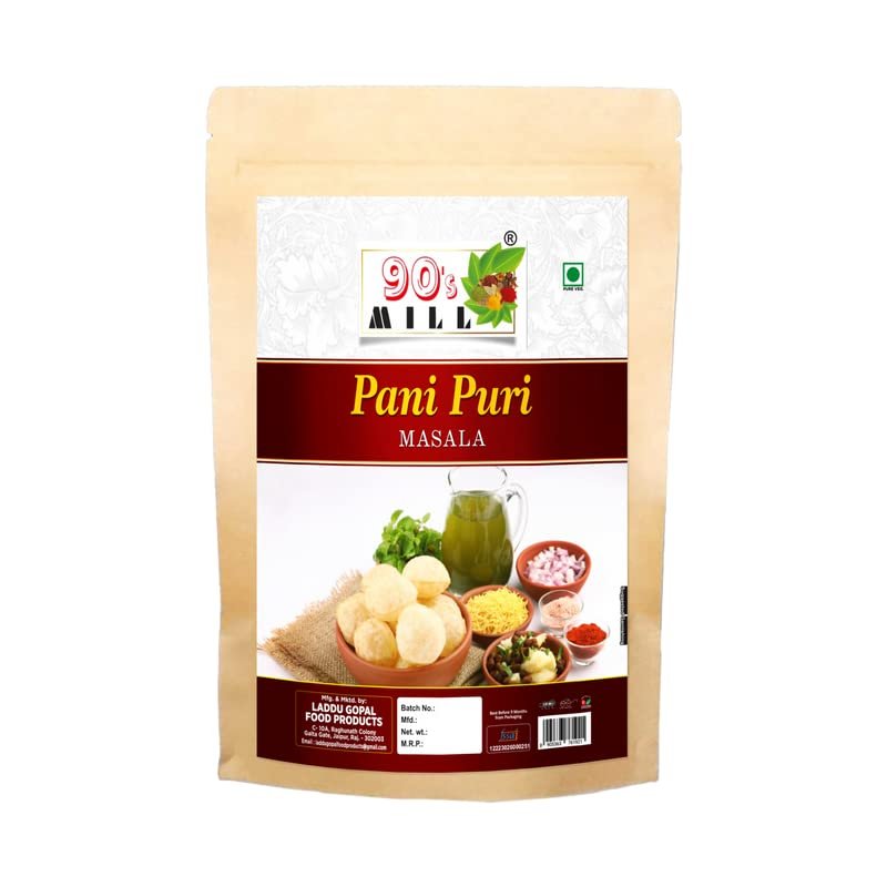 90's MILL Rajasthani Traditional Pani Puri Masala/Marwari Gol-Gappa Masala/Jal-Puri Masala Natural And Fresh/Jaipur Street Food Golgappe Pani Puri Masala/Tasty Spicy Tangy Masala-190Gx1Pk