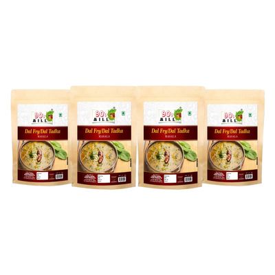 90's MILL Old Delhi Dhabba Dal Tadka/Dal Fry Masala Powder, Easy to Use Dal Fry/Dal Tadka Masala|Perfect Blend of Authentic Handpicked Spices|Shahi Kadai Dal Fry/Dal Tadka Masala-190Gx4Pk