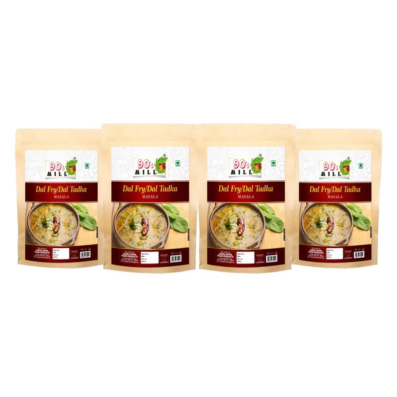 90's MILL Old Delhi Dhabba Dal Tadka/Dal Fry Masala Powder, Easy to Use Dal Fry/Dal Tadka Masala|Perfect Blend of Authentic Handpicked Spices|Shahi Kadai Dal Fry/Dal Tadka Masala-190Gx4Pk