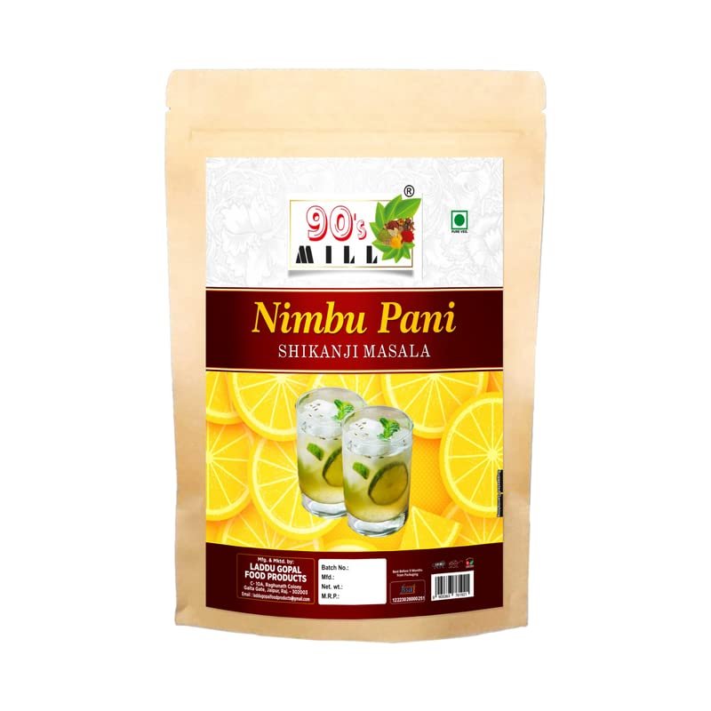 90's MILL Pahari Nimbu Pani/Shikanji Masala/India's Popular Summertime Drink Masala Shikanji/Limbu sarbat/Nimbu Pani/Lemon Water/Lemon Soda Masala Natural And Fresh Authentic-240Gx1Pk