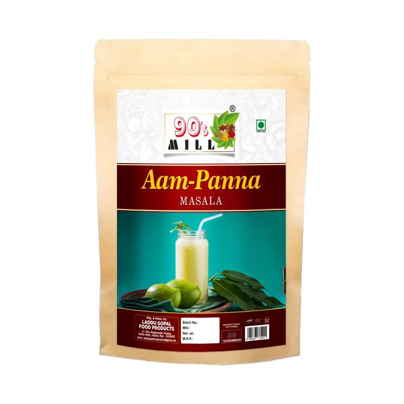 90's MILL Tangy Green Mango/Kairi Panha/Aam Panna Masala Natural Fresh|Aam Panna Masala/Aam Jhora Masala|Indian Summer Drink|Unripe (Green) Mango Drink Sherbet Masala-240Gx1Pk
