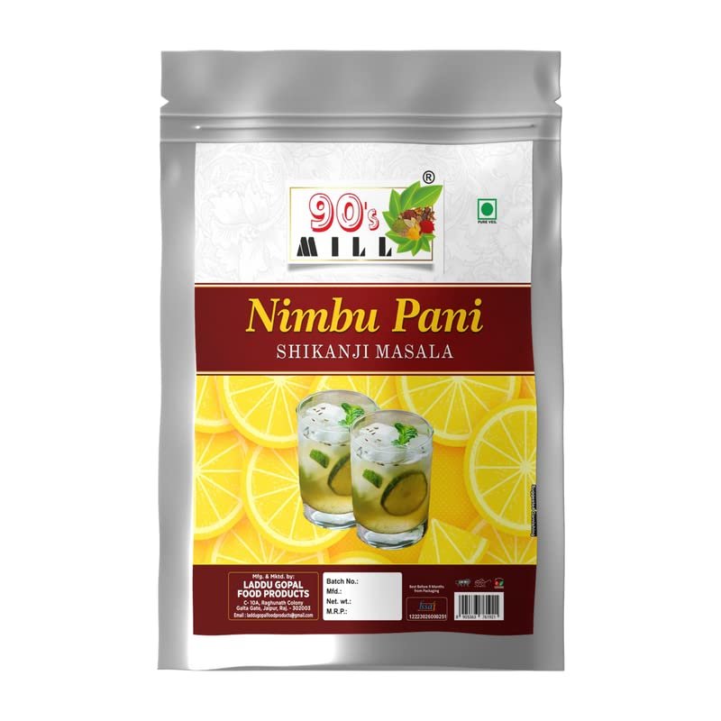 90's MILL Nimbu Sharbat-e-Khass/Nimbu Pani/Shikanji Masala|India's Popular Summertime Drink Masala Shikanji/Lemonade/Nimbu Pani/Lemon Water/Lemon shikanji/Shikanji soda Masala-190Gx1Pk