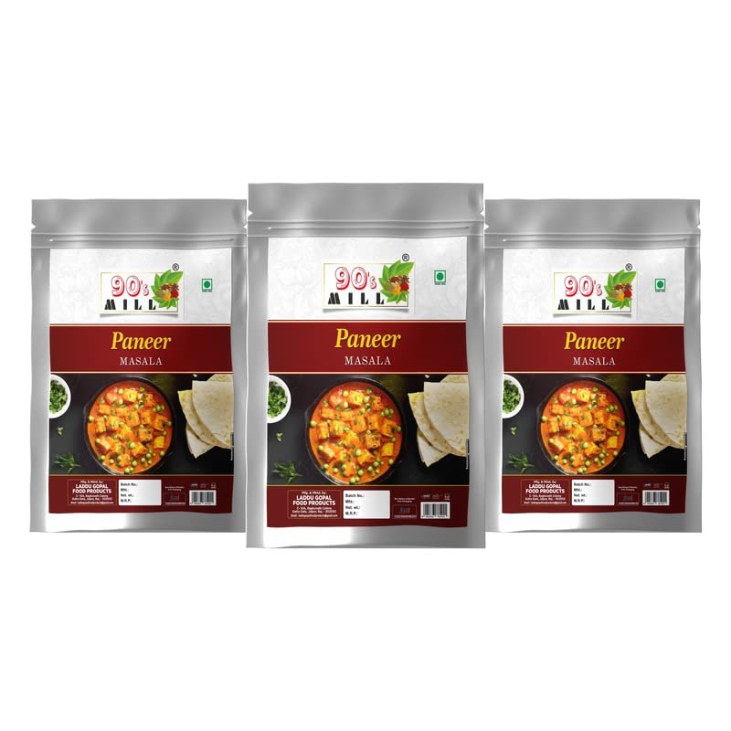 90's MILL Authentic Dum Paneer Kali Mirch Masala/Mughlai Shahi Kali Mirch Dum Paneer Masala Natural And Fresh/Restaurant-Style Dum Paneer Masala/Creamy and Spicy Paneer Masala-240Gx3Pk
