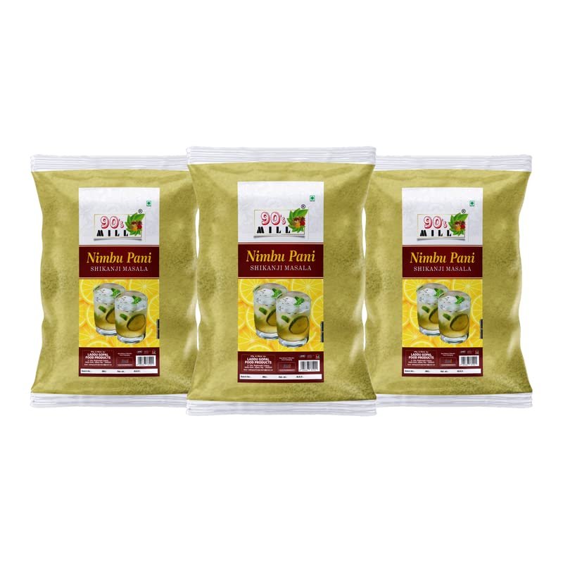 90's MILL Shikanji Masala (Nimbu Pani Masala) | India's Popular Summertime Drink Shikanji/Shikanjbeen/Nimbu Pani/Lemon Water Masala Natural And Fresh Authentic Spice Blend Masala-80Gx3Pk