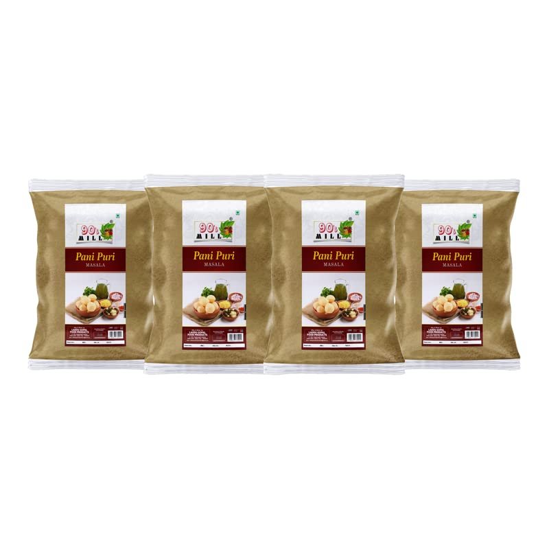 90's MILL Rajasthani Traditional Pani Puri Masala/Marwari Gol-Gappa Masala/Jal-Puri Masala Natural And Fresh/Jaipur Street Food Golgappe Pani Puri Masala/Tasty Spicy Tangy Masala-190Gx4Pk