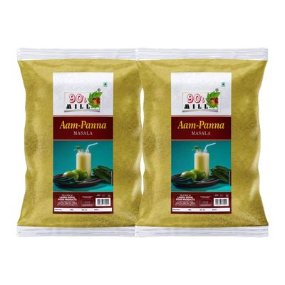 90's MILL Aam Panna Masala/Aam Jhora Masala|Indian Summer Drink|Gluten-free Unripe (Green) Mango Drink Sherbet|Tangy Green Mango/Kairi Panha/Aam Panna Masala Natural Fresh-150Gx2Pk