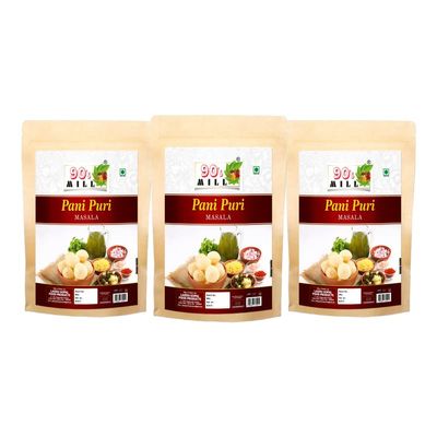 90's MILL Authentic Pani Puri Masala/Shahi Gol-Gappa Masala/Jal-Puri Masala Natural And Fresh/Street Food Golgappe Pani Puri Masala/Tasty Delicious Spicy Chatpata Masala-190Gx3Pk