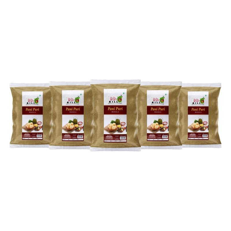90's MILL Authentic Pani Puri Masala/Shahi Gol-Gappa Masala/Jal-Puri Masala Natural And Fresh/Street Food Golgappe Pani Puri Masala/Tasty Delicious Spicy Chatpata Masala-190Gx5Pk