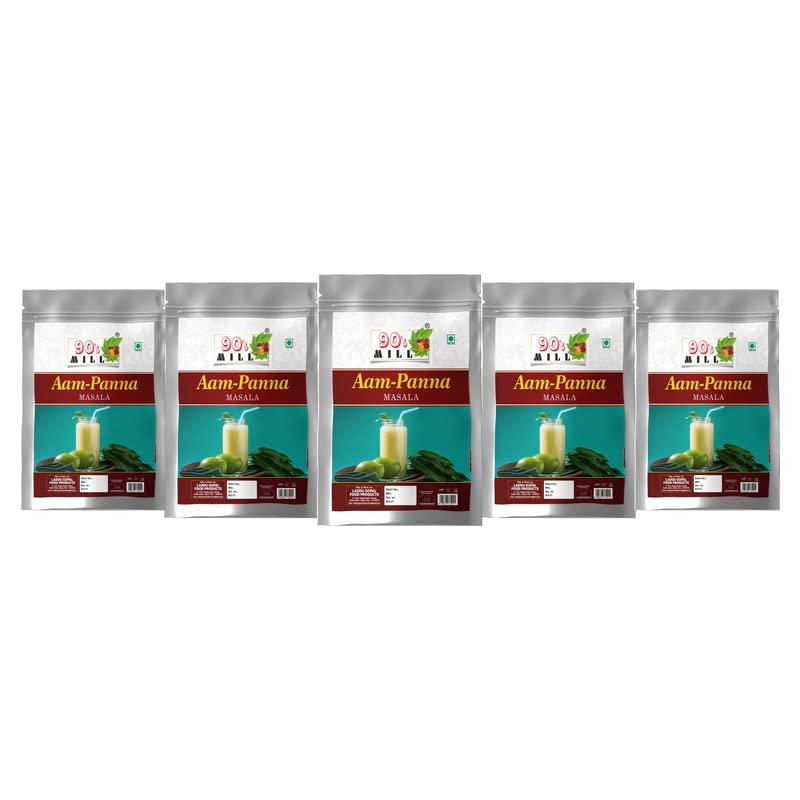 90's MILL Marwadi Green Mango/Kairi Panha/Aam Panna Masala Natural Fresh/Aam Panna Masala/Aam Jhora Masala/Rajasthani Summer Drink|Unripe (Green) Mango Drink Sherbet Masala-80Gx5Pk