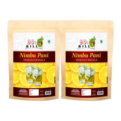 90's MILL Pahari Nimbu Pani/Shikanji Masala/India's Popular Summertime Drink Masala Shikanji/Limbu sarbat/Nimbu Pani/Lemon Water/Lemon Soda Masala Natural And Fresh Authentic-150Gx2Pk