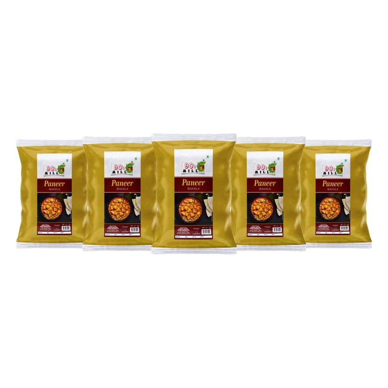 90's MILL Paneer Makhani Masala Easy & Tasty Paneer Makhani Sabzi/Sabji Masala|Handcrafted Paneer Masala/Spice Up Your Panir Sabzi with Delicious Paneer Masala|Delicious Masala-190Gx5Pk