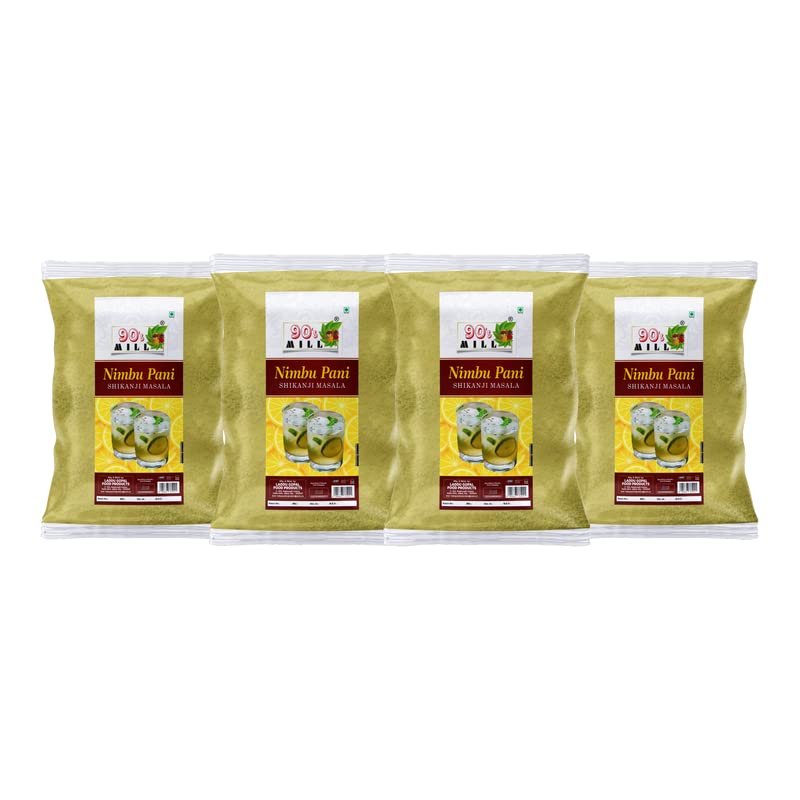90's MILL Shikanji Masala (Nimbu Pani Masala) | India's Popular Summertime Drink Shikanji/Shikanjbeen/Nimbu Pani/Lemon Water Masala Natural And Fresh Authentic Spice Blend Masala-150Gx4Pk