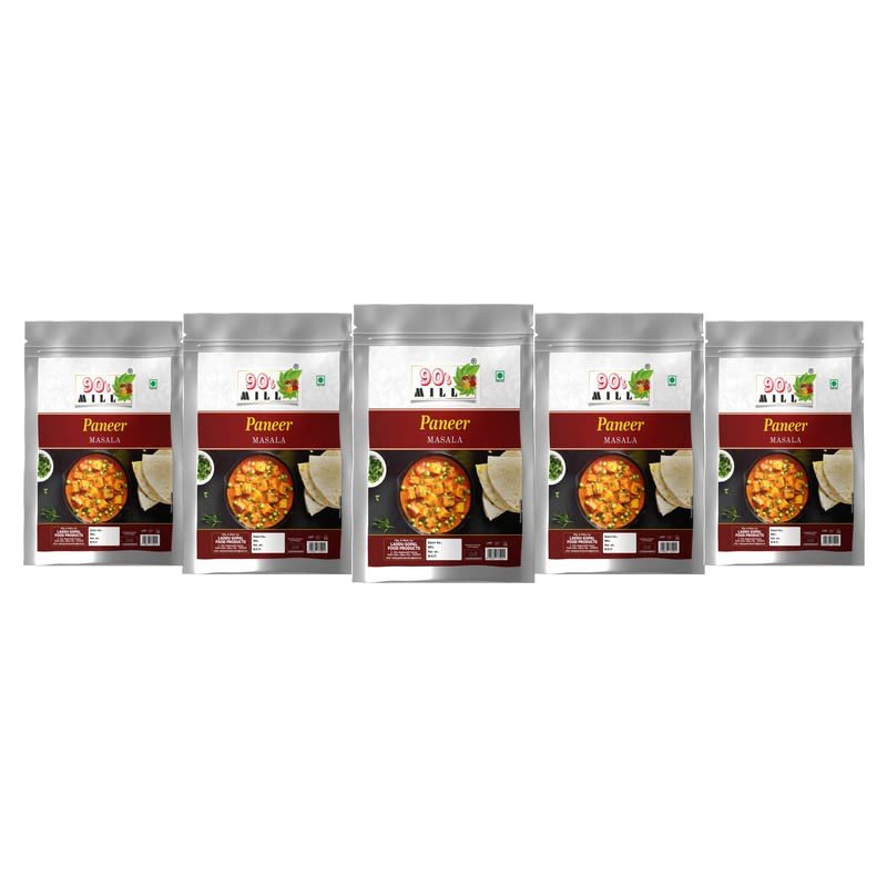 90's MILL Authentic Dum Paneer Kali Mirch Masala/Mughlai Shahi Kali Mirch Dum Paneer Masala Natural And Fresh/Restaurant-Style Dum Paneer Masala/Creamy and Spicy Paneer Masala-190Gx5Pk