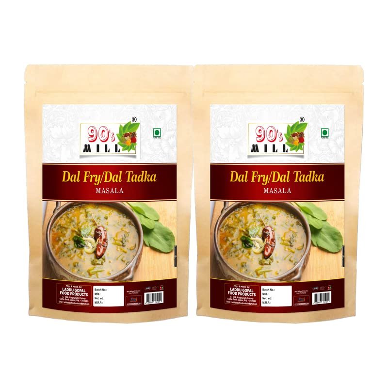 90's MILL Old Delhi Dhabba Dal Tadka/Dal Fry Masala Powder, Easy to Use Dal Fry/Dal Tadka Masala|Perfect Blend of Authentic Handpicked Spices|Shahi Kadai Dal Fry/Dal Tadka Masala-480Gx2Pk