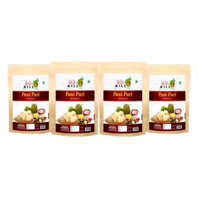 90's MILL Panipuri Pani Puri/Phuchka/Paani Patashi Masala|Fulki/Pani ke Batashe/Padake ka Masala|Golgappa Gup-chup/Phuska/Puska Masala Natural Fresh Delicious Tasty And Tangy-150Gx4Pk