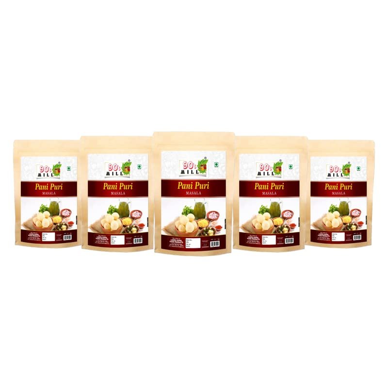 90's MILL Rajasthani Traditional Pani Puri Masala/Marwari Gol-Gappa Masala/Jal-Puri Masala Natural And Fresh/Jaipur Street Food Golgappe Pani Puri Masala/Tasty Spicy Tangy Masala-190Gx5Pk
