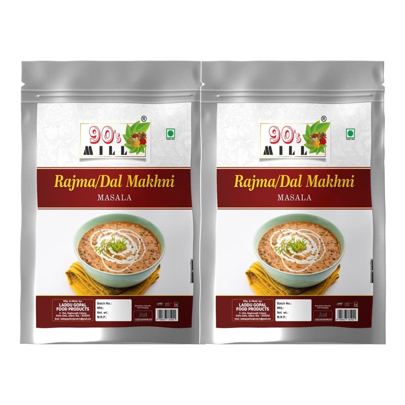 90's MILL Ludhiana Special Rajma Dal Makhani Masala||Dhabe Wala Rajma Dal Makhani Ka Masala||Maharana's Classic Creamy Rajma Dal Makhani Masala Natural And Fresh Authentic Spice Blend-190Gx2Pk