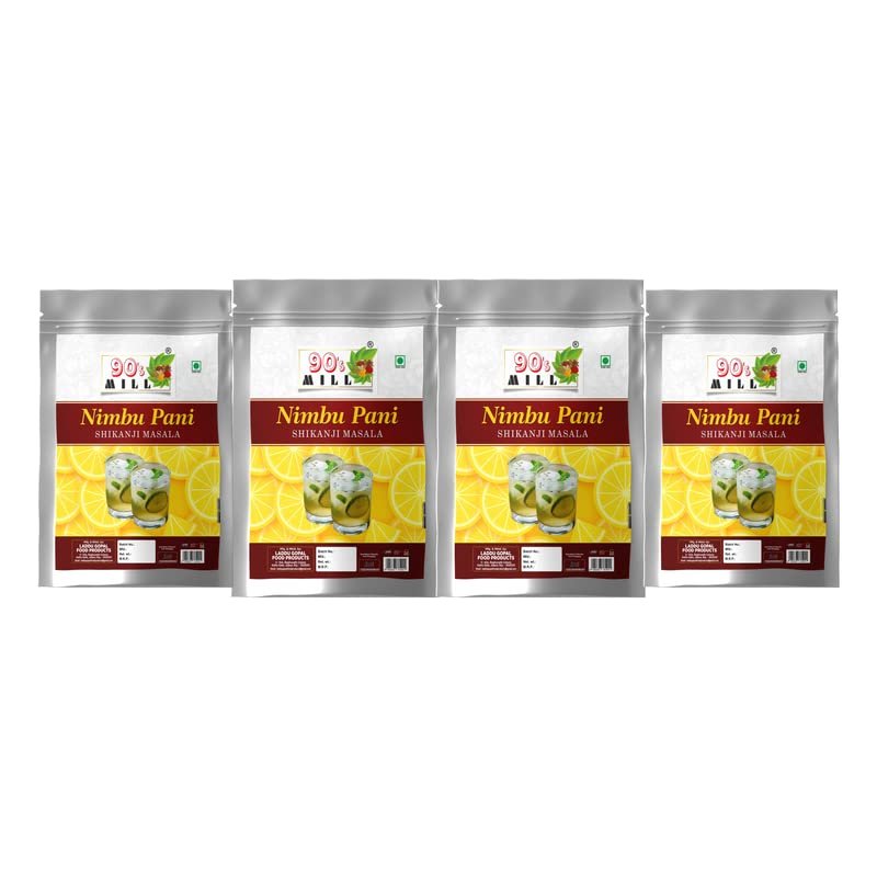 90's MILL Nimbu Sharbat-e-Khass/Nimbu Pani/Shikanji Masala|India's Popular Summertime Drink Masala Shikanji/Lemonade/Nimbu Pani/Lemon Water/Lemon shikanji/Shikanji soda Masala-150Gx4Pk