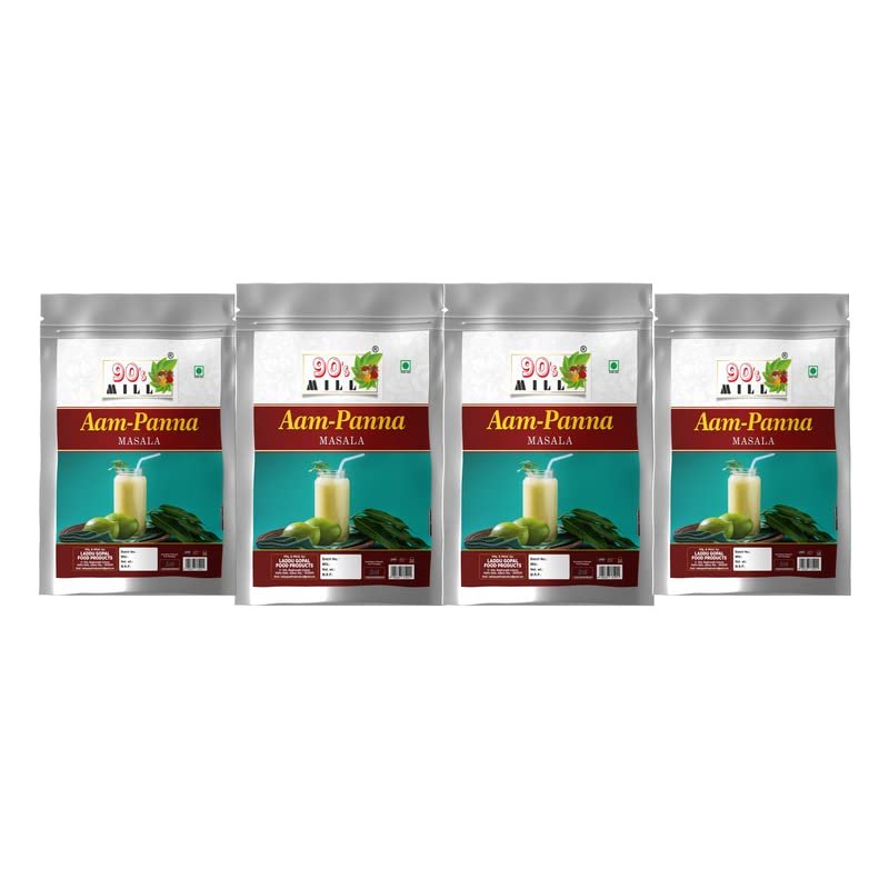 90's MILL Marwadi Green Mango/Kairi Panha/Aam Panna Masala Natural Fresh/Aam Panna Masala/Aam Jhora Masala/Rajasthani Summer Drink|Unripe (Green) Mango Drink Sherbet Masala-80Gx4Pk