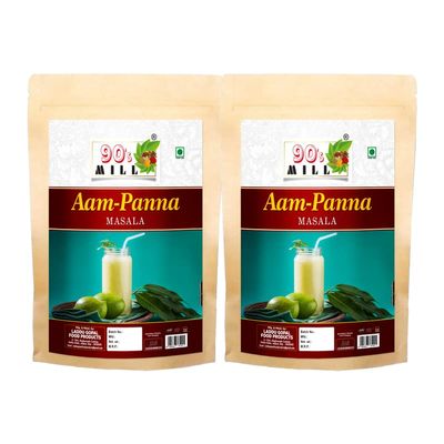 90's MILL Tangy Green Mango/Kairi Panha/Aam Panna Masala Natural Fresh|Aam Panna Masala/Aam Jhora Masala|Indian Summer Drink|Unripe (Green) Mango Drink Sherbet Masala-80Gx2Pk