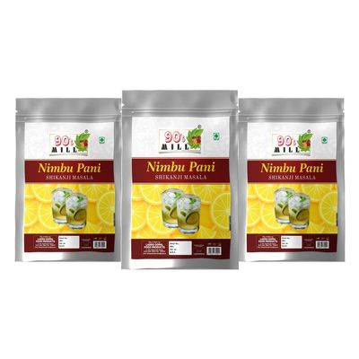 90's MILL Nimbu Sharbat-e-Khass/Nimbu Pani/Shikanji Masala|India's Popular Summertime Drink Masala Shikanji/Lemonade/Nimbu Pani/Lemon Water/Lemon shikanji/Shikanji soda Masala-240Gx3Pk