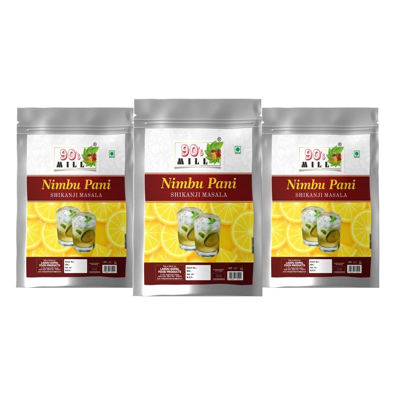 90's MILL Nimbu Sharbat-e-Khass/Nimbu Pani/Shikanji Masala|India's Popular Summertime Drink Masala Shikanji/Lemonade/Nimbu Pani/Lemon Water/Lemon shikanji/Shikanji soda Masala-240Gx3Pk