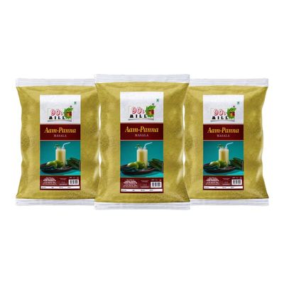 90's MILL Aam Panna Masala/Aam Jhora Masala|Indian Summer Drink|Gluten-free Unripe (Green) Mango Drink Sherbet|Tangy Green Mango/Kairi Panha/Aam Panna Masala Natural Fresh-80Gx3Pk