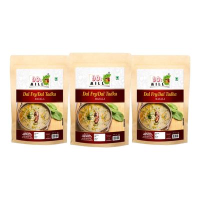 90's MILL Old Delhi Dhabba Dal Tadka/Dal Fry Masala Powder, Easy to Use Dal Fry/Dal Tadka Masala|Perfect Blend of Authentic Handpicked Spices|Shahi Kadai Dal Fry/Dal Tadka Masala-150Gx3Pk