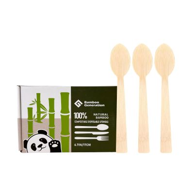 Bamboo G 100% Bamboo Spoons - Disposable Utensils, Biodegradable, and Compostable, Reusable or Disposable Cutlery for Weddings, Camping, Picnics, Parties, Pack of 100-6.7"