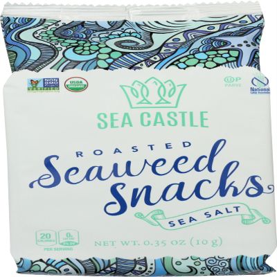 Sea Castle Sea Salt Seasoned Organic Roasted Seaweed Snack, Non GMO, 0.35 Ounces (Pack Of 12)