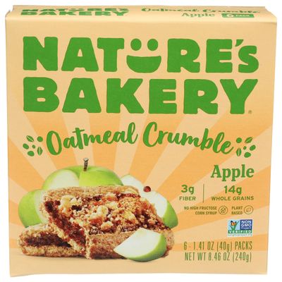 Nature's Bakery Apple Oatmeal Crumble Bars, 6 Counts, Vegan, Non GMO, 8.46 Ounces (Pack Of 6)