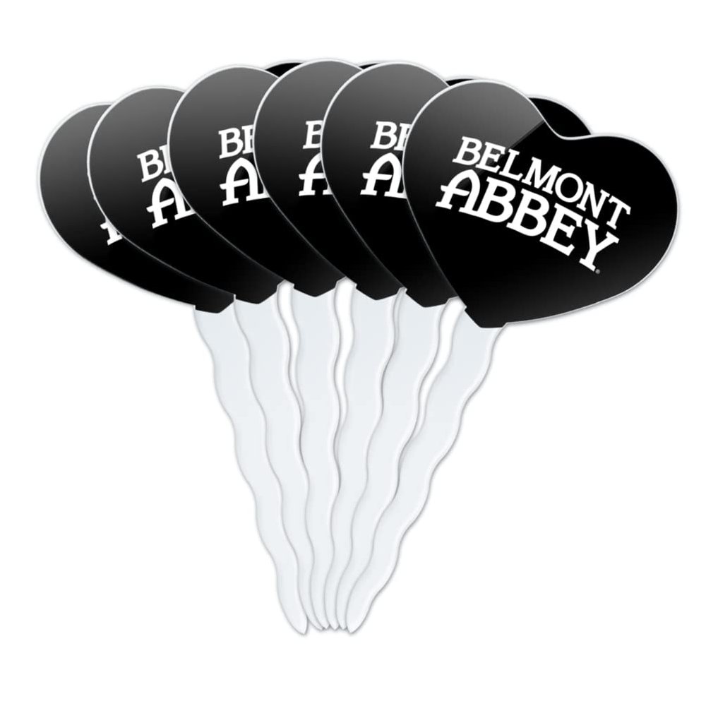 Belmont Abbey College Secondary Logo Heart Love Cupcake Picks Toppers Decoration Set of 6