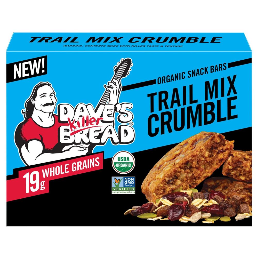 Dave's Killer Bread Trail Mix Crumble Organic Snack Bars, 4 Individually Wrapped Snack Bars (Pack of 2)