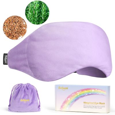 BeHoomi Heated Eye Mask Warm Compress for Eyes, Weighted Eye Mask for Sleeping, Microwave Hot Compress for Eyes Relaxation, Reusable Sleep Mask for Home, Office, Stocking Stuffers (Rosemary)