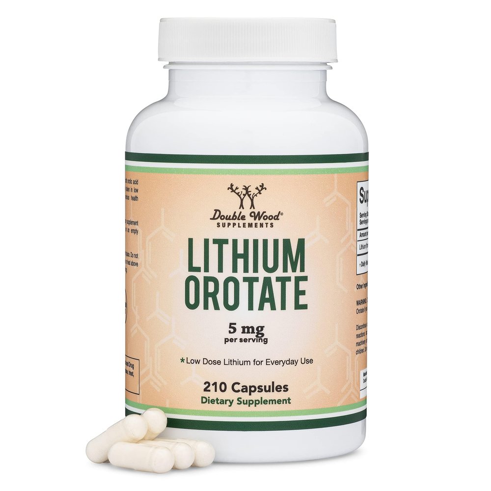 Lithium Orotate 5mg of Elemental Lithium for Cognition and Brain Health, 210 Capsules (Third Party Tested, Vegan Safe, Non-GMO) by Double Wood Supplements