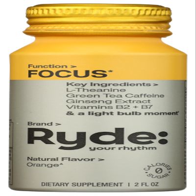 Ryde Shots USA, 2.02 Fl OZ (60 ml), Focus, 8 Pack Bundle