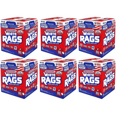 TOOLBOX Professional White Rags Shop Towels Center Pull Box for Painters, Automotive, Contruction, Office and Home - Made in USA (6 Boxes - 1200 Towels)