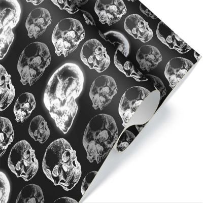 Unique Skull Gift Wrap Thick Wrapping Paper Theme Gothic Birthday Party Xray Decor (12 foot x 30 inch roll)