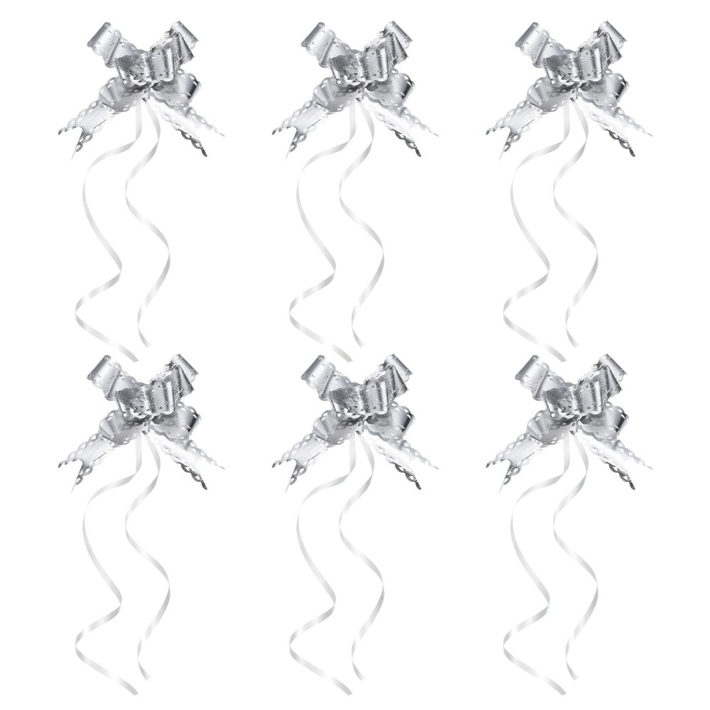 PATIKIL 2.2-inch Iridescent Pull Bows, 40 Pack Present Wrapping String Bows Ribbon Decorative Bow Tie for Wedding Party Birthday, Silver Tone